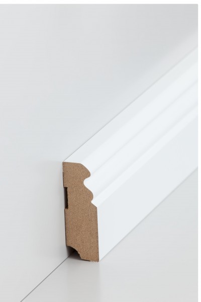 Hamburger Leiste Weiß 19 x 58 mm Sockelleiste, MDF-Kern mit lackierfähiger Folie ummantelt