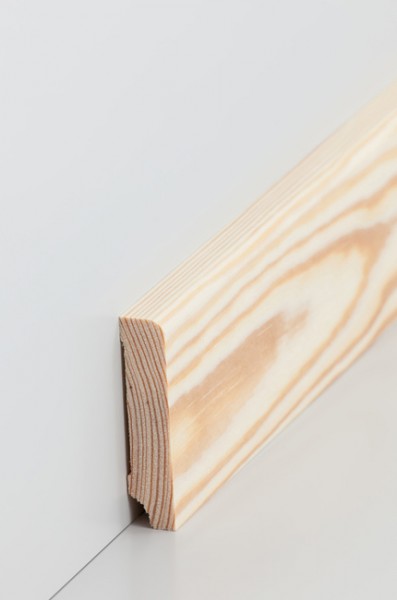 Holz Sockelleiste Kiefer roh Oberkante abgerundet 13x60mm