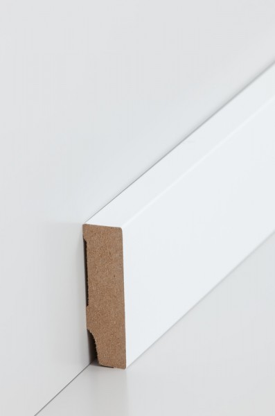 Sockelleiste Weiß 16 x 58 Oberkante rechteckig MDF-Kern mit lackierfähiger Folie ummantelt