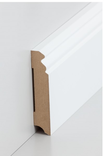 Hamburger Leiste Weiß 19 x 96 mm Sockelleiste, MDF-Kern mit lackierfähiger Folie ummantelt