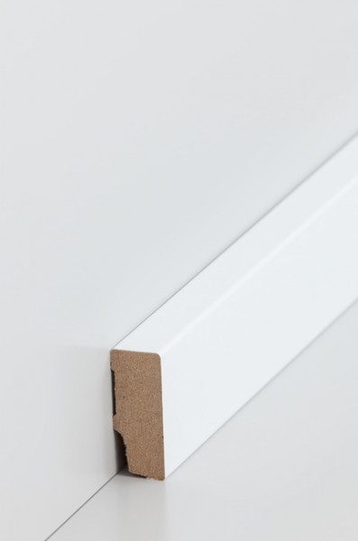 Sockelleiste, Oberkante rechteckig, MDF-Kern mit lackierfähiger Folie ummantelt 16 x 40 mm, Länge: