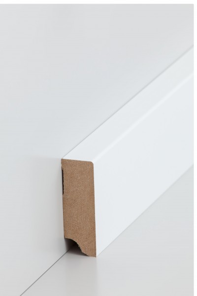 Sockelleiste Weiß 19 x 58 mm Oberkante rechteckig MDF-Kern mit lackierfähiger Folie ummantelt