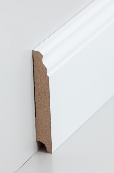 Hamburger Leiste Weiß 16 x 100 mm Sockelleiste, MDF-Kern mit lackierfähiger Folie ummantelt