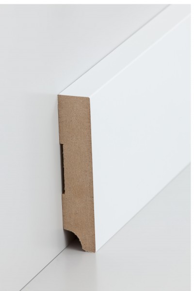 Sockelleiste Weiß 19 x 96 mm Oberkante rechteckig MDF-Kern mit lackierfähiger Folie ummantelt