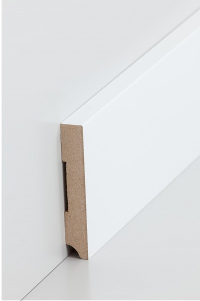 Sockelleiste Weiß 13 x 80 Oberkante rechteckig MDF-Kern mit lackierfähiger Folie ummantelt