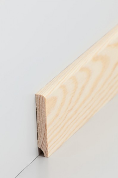 Holz Sockelleiste Kiefer klar lackiert Oberkante abgerundet 10 x 60 mm