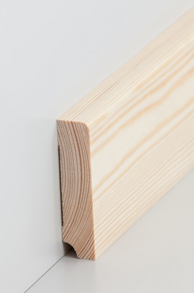 Massivholz Holzsockelleiste, Oberkante abgerundet 19x80mm Kiefer roh