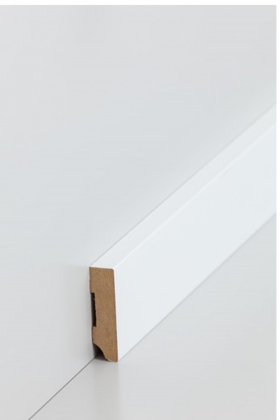 Sockelleiste Weiß 10 x 40 mm Oberkante rechteckig MDF-Kern mit lackierfähiger Folie ummantelt