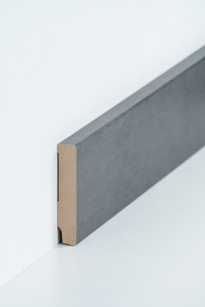 Sockelleiste 16 x 80 mm Stahl natur Oberkante rechteckig, MDF-Kern mit Metallicfolie ummantelt