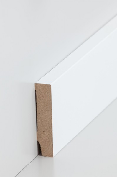 Sockelleiste, Oberkante rechteckig, MDF-Kern mit lackierfähiger Folie ummantelt 16 x 70 mm, Länge: