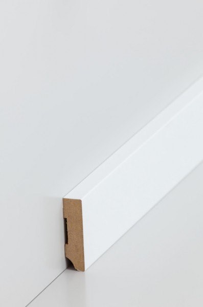 Sockelleiste, Oberkante rechteckig, MDF-Kern mit lackierfähiger Folie ummantelt 10 x 40 mm, Länge: